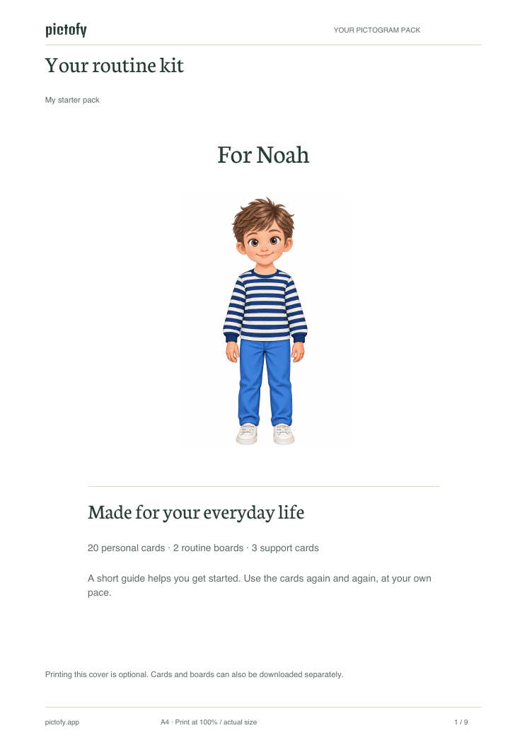 Personalised cover with Noah’s name and character