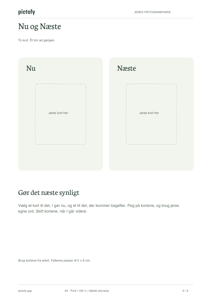 Tavlen Nu og Næste med plads til to kort