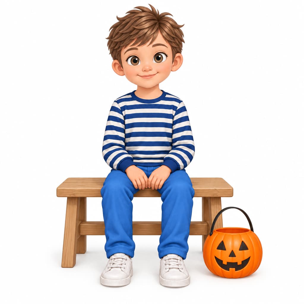 Noah takes a break from the Halloween activities.