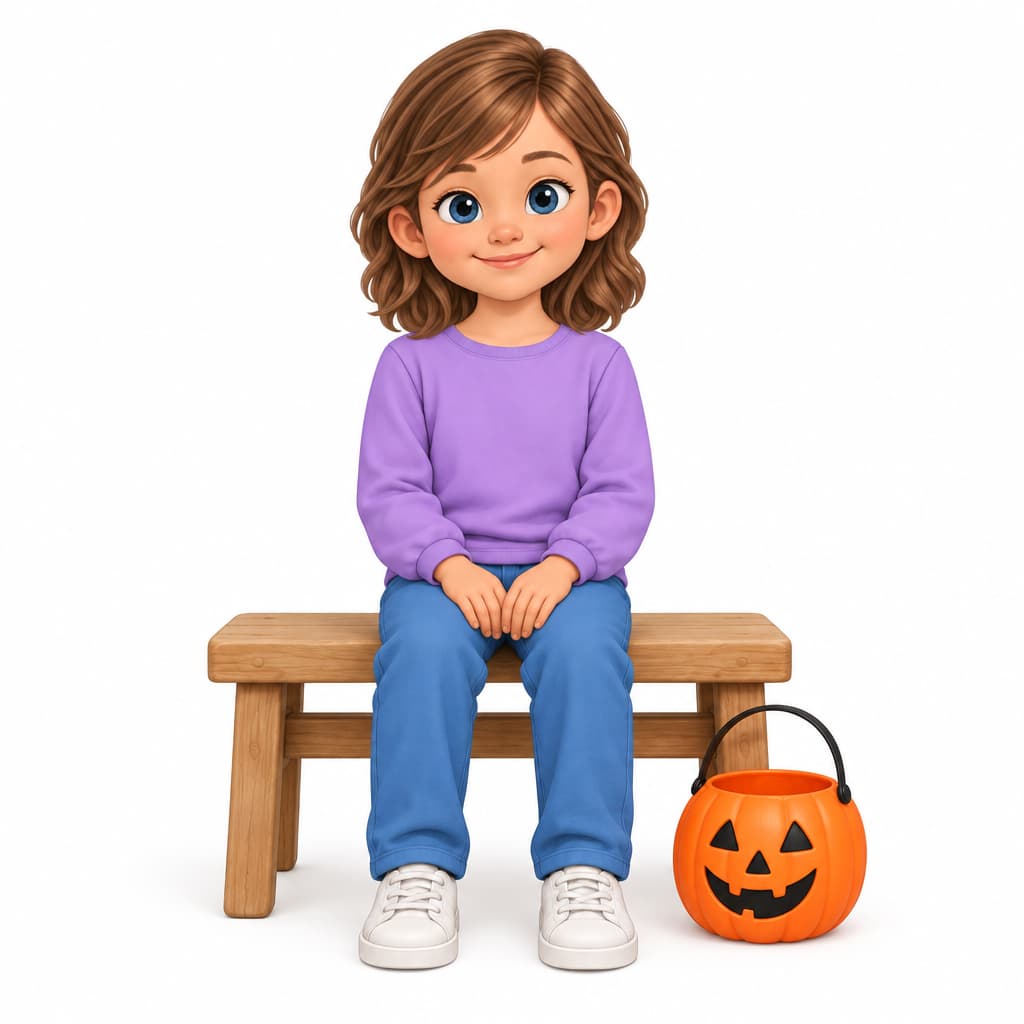 Nora takes a break from the Halloween activities.