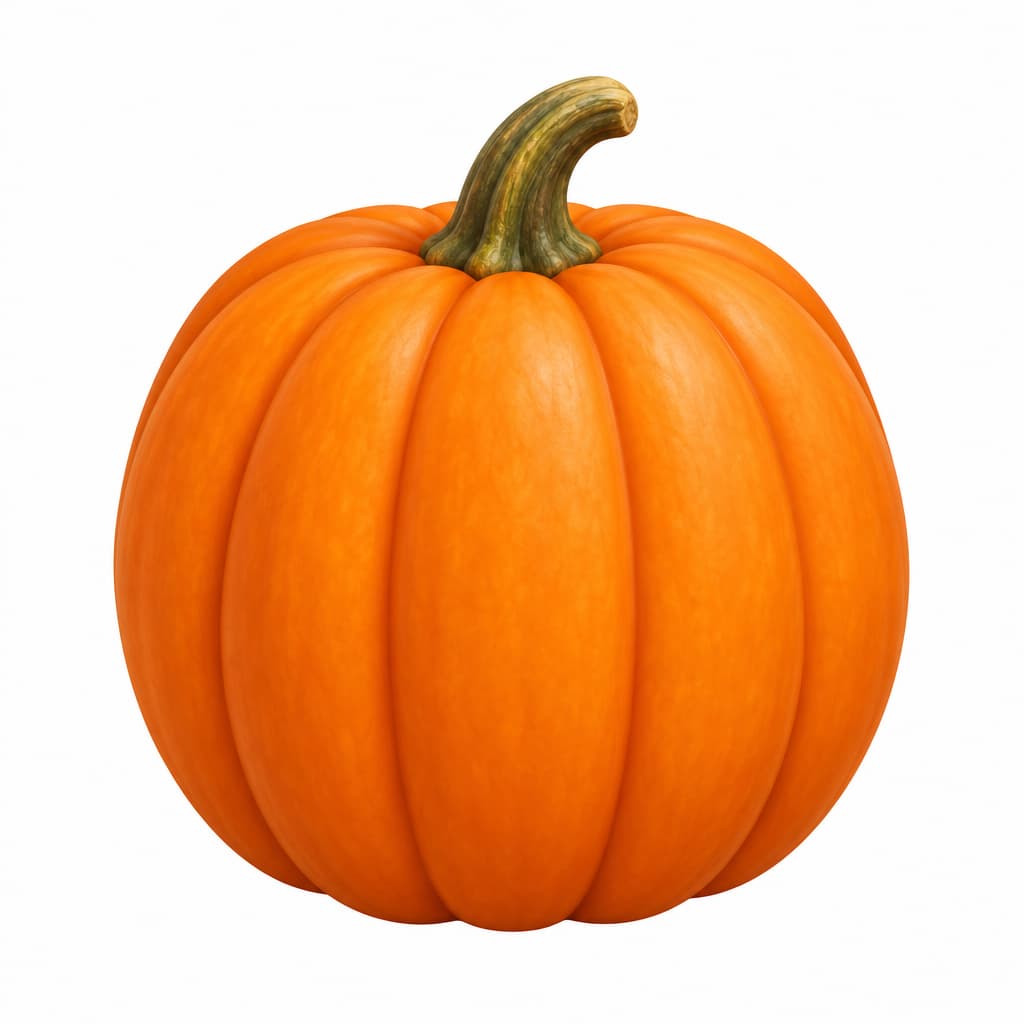 A whole, uncarved pumpkin.